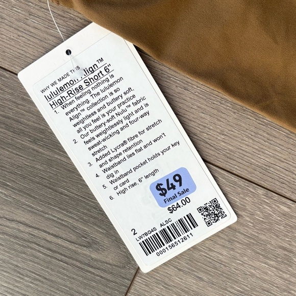 NWT Lululemon Align High-Rise Short 6" All Spice Tan Brown Size 2 - Picture 2 of 6